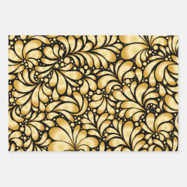 Damask Gold & Black Wrapping paper 3 sheets set
