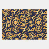 Damask Gold & Black Wrapping paper 3 sheets set (Voorkant 3)