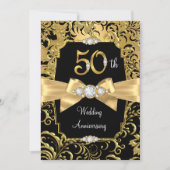 Damask Gold Bow Black Diamond 50e Jubileum Kaart (Voorkant)