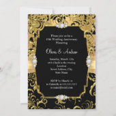 Damask Gold Bow Black Diamond 50e Jubileum Kaart (Achterkant)