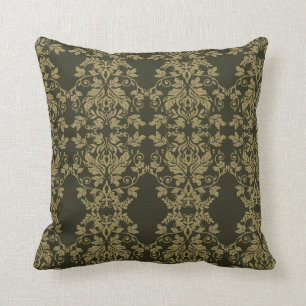 Damask Gold en Dark Olive Decor Kussen