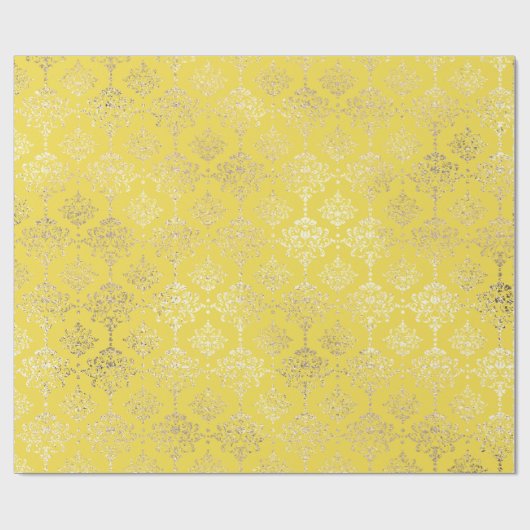 Damask Gold Faux Royal Metallic Yellow Cadeaupapier (Vlak)