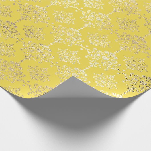 Damask Gold Faux Royal Metallic Yellow Cadeaupapier (Hoek)