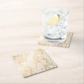 Damask Gold Floral Pattern Kartonnen Onderzetters (Insitu)