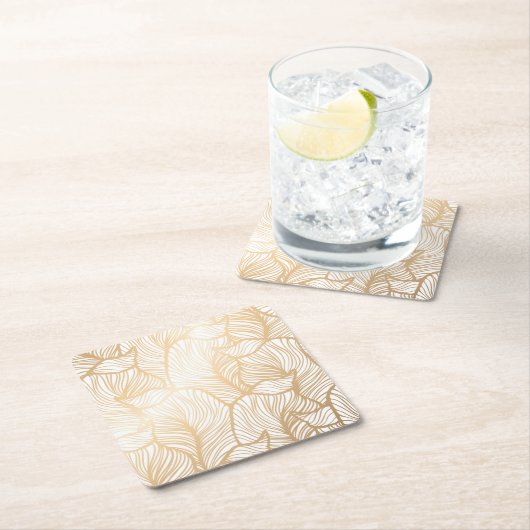 Damask Gold Floral Pattern Kartonnen Onderzetters (Insitu)