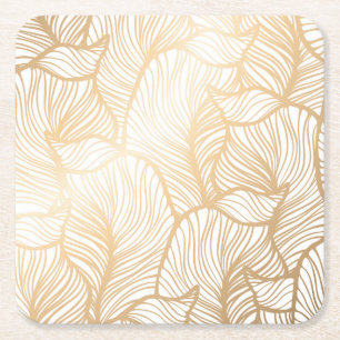 Damask Gold Floral Pattern Kartonnen Onderzetters