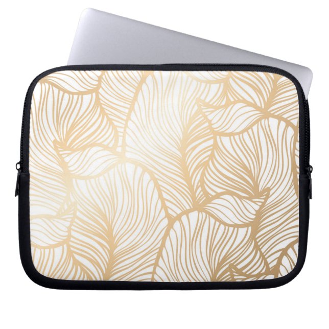 Damask Gold Floral Pattern Laptop Sleeve (Voorkant)