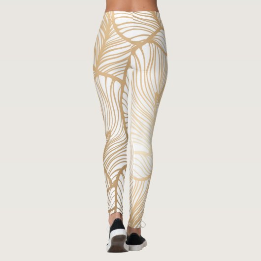 Damask Gold Floral Pattern Leggings (Achterkant)