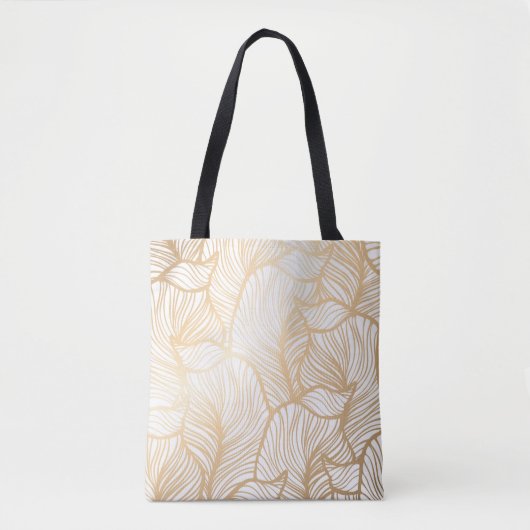 Damask Gold Floral Pattern Tote Bag (Voorkant)