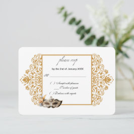 Damask Gold Masquerade RSVP-kaart RSVP Kaartje