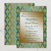 Damask Gold op Blauwgroen Kaart (Voorkant / Achterkant)