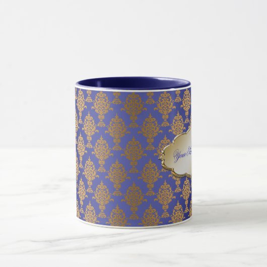 Damask Gold op Royal Blue Mok (Midden)
