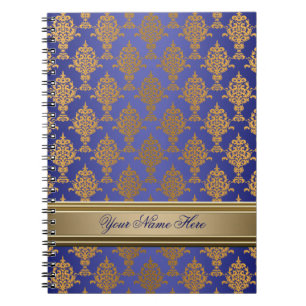 Damask Gold op Royal Blue Notitieboek