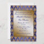 Damask Gold op Royal Blue Shine Kaart (Voorkant)