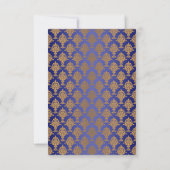 Damask Gold op Royal Blue Shine RSVP Kaartje (Achterkant)