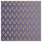 Damask Gold op Royal Blue Stof (Swatch)