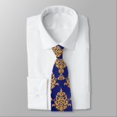 Damask Gold op Royal Blue Stropdas (Gebonden)