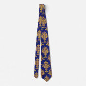 Damask Gold op Royal Blue Stropdas (Achterkant)