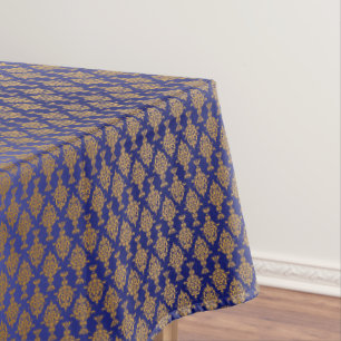 Damask Gold op Royal Blue Tafelkleed