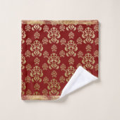 Damask Gold Red Elegant Modern Bad Handdoek (Wasdoekje)