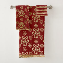Damask Gold Red Elegant Modern  Bad Handdoek