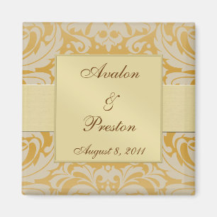 Damask Gold Ribbon Gold bespaart de Magnet Datum