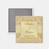 Damask Gold Ribbon Gold Save the Date Magnet (Voorkant / Achterkant)
