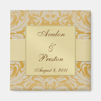 Damask Gold Ribbon Gold Save the Date Magnet