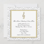 Damask Gold Treble Clef Music Overweging Uitnodigi Kaart (Achterkant)