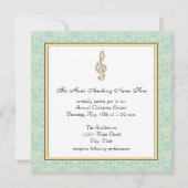 Damask Gold Treble Clef Music Overweging Uitnodigi Kaart (Achterkant)