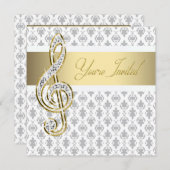 Damask Gold Treble Clef Overweging Uitnodigingen (Voorkant / Achterkant)