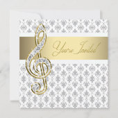 Damask Gold Treble Clef Overweging Uitnodigingen (Voorkant)
