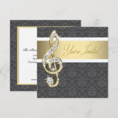 Damask Gold Treble Clef Overweging Uitnodigingen (Voorkant / Achterkant)