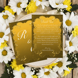  Damask Gold Wedding Dank u Bedankkaart