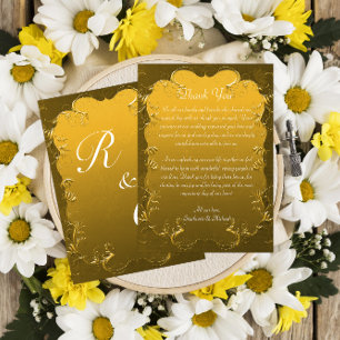 Damask Gold Wedding Dank u Bedankkaart