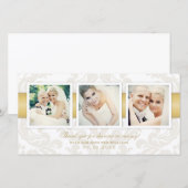  Damask Gold Wedding Fotocollage Bedankkaart (Voorkant / Achterkant)