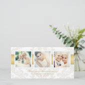  Damask Gold Wedding Fotocollage Bedankkaart (Staand voorkant)