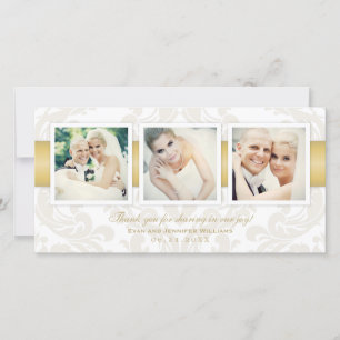 Damask Gold Wedding Fotocollage Bedankkaart