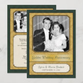 Damask Golden (50e) Jubileum Party Kaart (Voorkant / Achterkant)