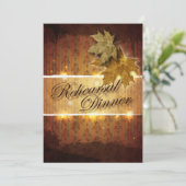 Damask Golden Leaves repetitie diner uitnodiging (Staand voorkant)