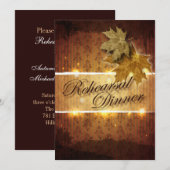 Damask Golden Leaves repetitie diner uitnodiging (Voorkant / Achterkant)