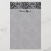 Damask Gothic Black op Grey Briefpapier (Voorkant)