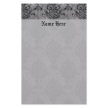 Damask Gothic Black op Grey