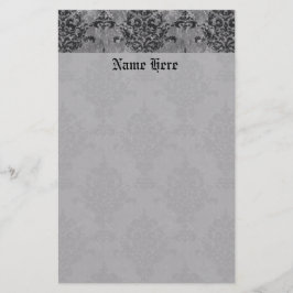 Damask Gothic Black op Grey Briefpapier