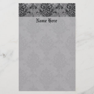 Damask Gothic Black op Grey Briefpapier