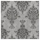 Damask Gothic Black op Grey Stone Stof (Close Up)