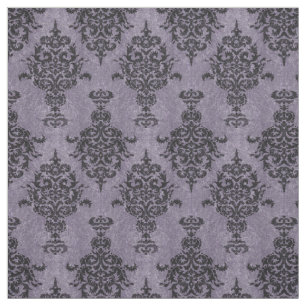 Damask Gothic Black op Paarse Stone Stof