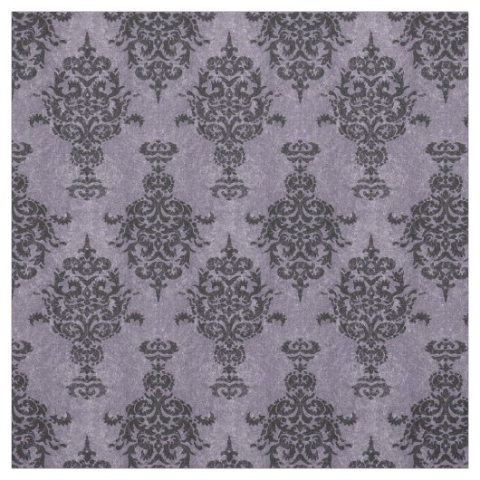 Damask Gothic Black op Paarse Stone Stof (Swatch)