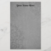 Damask Gothic Grey Scroll Briefpapier (Voorkant)