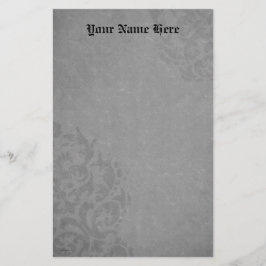 Damask Gothic Grey Scroll Briefpapier